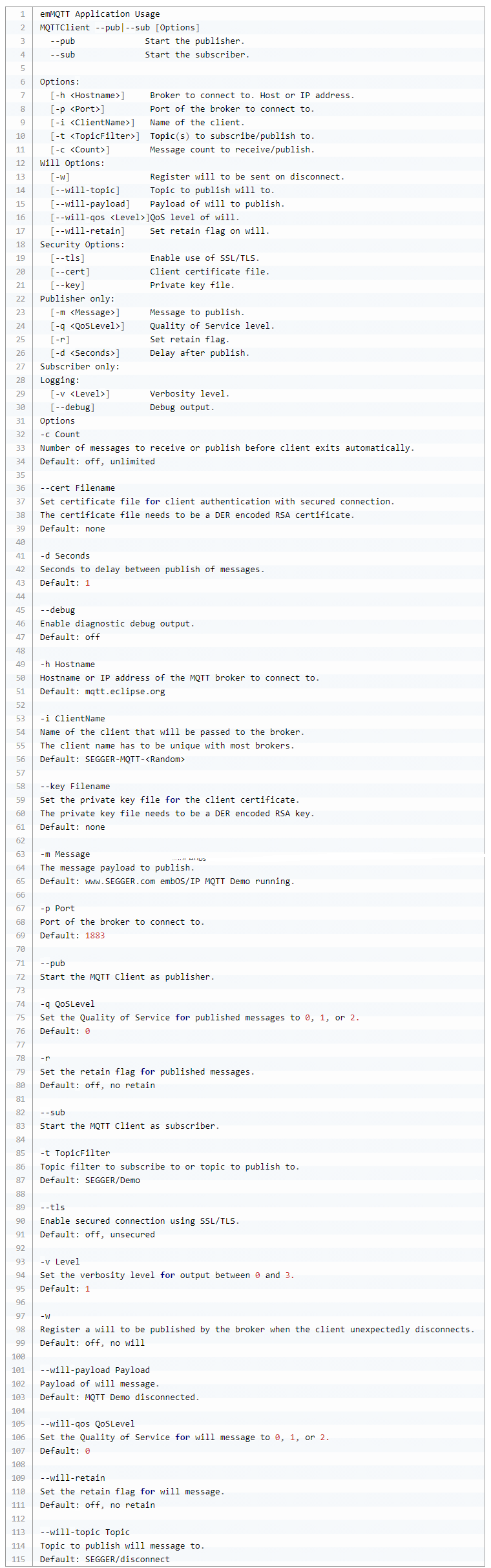 emMQTT Application Usage